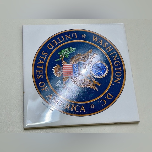 1992 Vtg Sil Berne Washington DC Great American Seal Decorative Art Tile - Picture 15 of 16